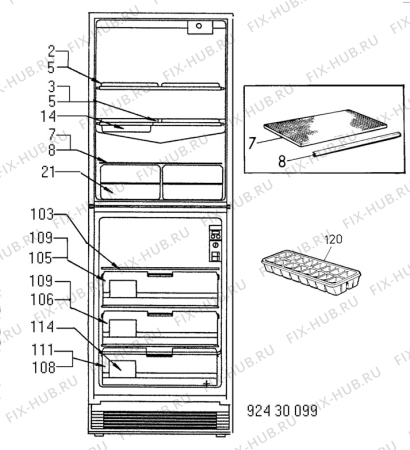 Взрыв-схема холодильника Electrolux TR1177A - Схема узла C10 Interior